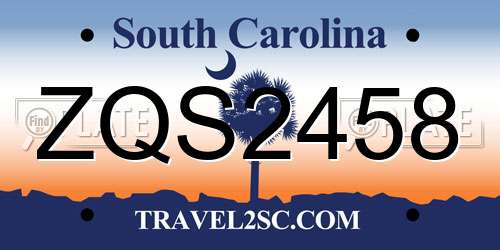 ZQS2458 South Carolina License Plate