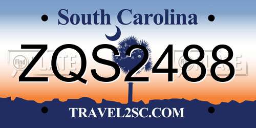 ZQS2488 South Carolina License Plate