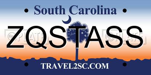 ZQSTASS South Carolina License Plate