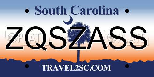 ZQSZASS South Carolina License Plate