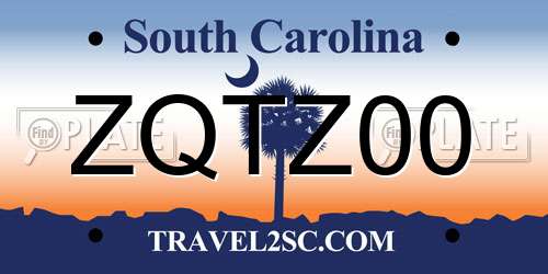 ZQTZ00 South Carolina License Plate