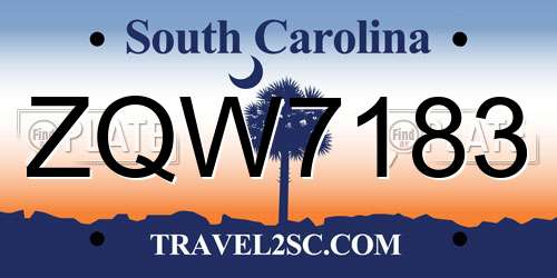 ZQW7183 South Carolina License Plate