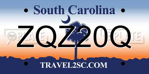 ZQZ20Q South Carolina License Plate