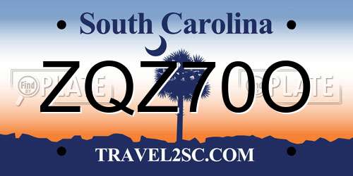 ZQZ70O South Carolina License Plate