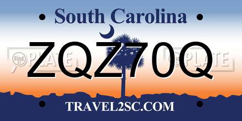 ZQZ70Q South Carolina License Plate