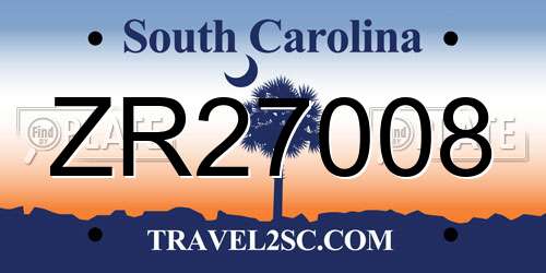 ZR27008 South Carolina License Plate