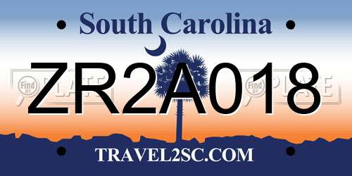 ZR2A018 South Carolina License Plate