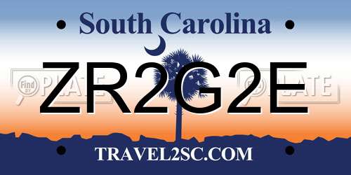 ZR2G2E South Carolina License Plate