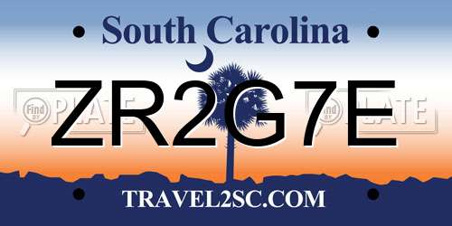 ZR2G7E South Carolina License Plate
