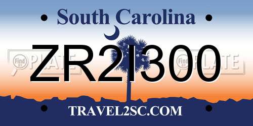 ZR2I300 South Carolina License Plate