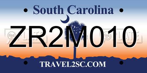 ZR2M010 South Carolina License Plate