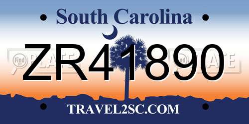 ZR41890 South Carolina License Plate