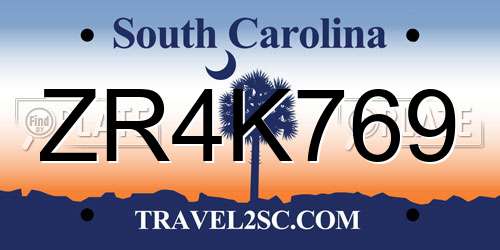 ZR4K769 South Carolina License Plate