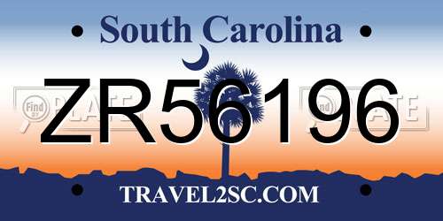 ZR56196 South Carolina License Plate