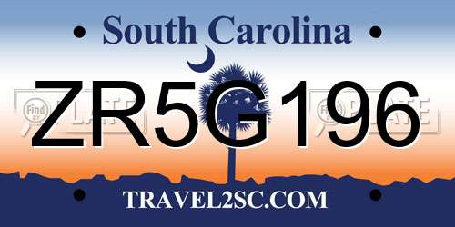 ZR5G196 South Carolina License Plate