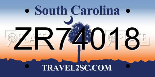 ZR74018 South Carolina License Plate