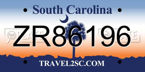 ZR86196 South Carolina License Plate