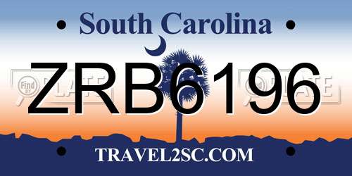 ZRB6196 South Carolina License Plate