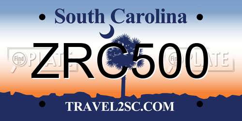 ZRC500 South Carolina License Plate