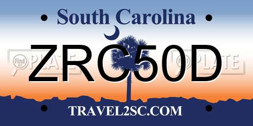 ZRC50D South Carolina License Plate