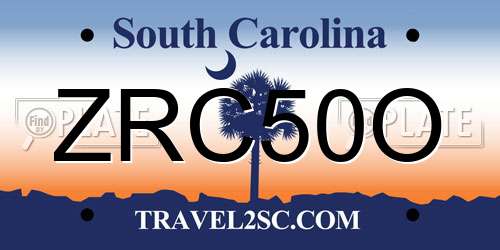 ZRC50O South Carolina License Plate