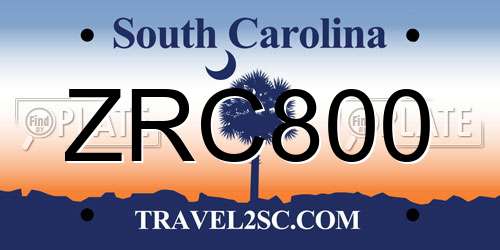 ZRC800 South Carolina License Plate