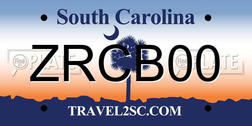 ZRCB00 South Carolina License Plate