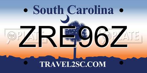 ZRE96Z South Carolina License Plate