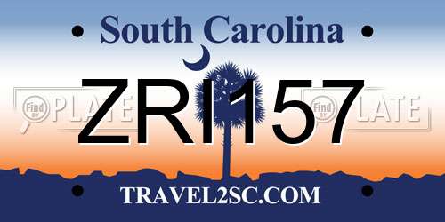 ZRI157 South Carolina License Plate