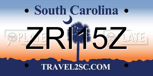 ZRI15Z South Carolina License Plate