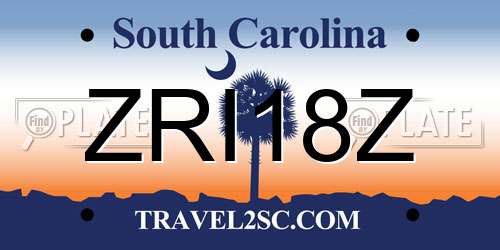 ZRI18Z South Carolina License Plate