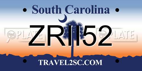 ZRII52 South Carolina License Plate