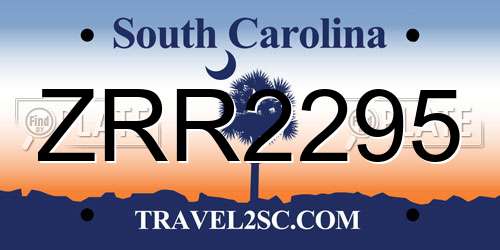 ZRR2295 South Carolina License Plate