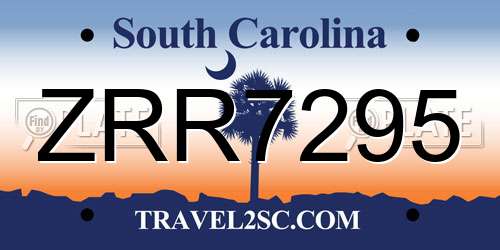 ZRR7295 South Carolina License Plate