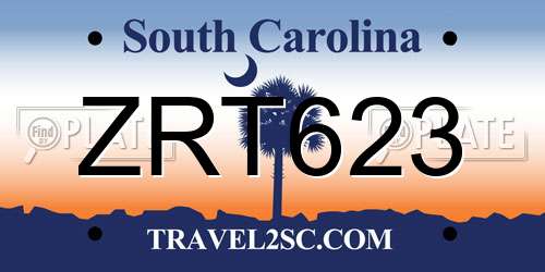 ZRT623 South Carolina License Plate