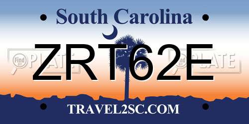 ZRT62E South Carolina License Plate
