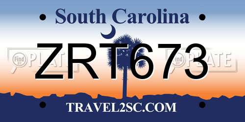 ZRT673 South Carolina License Plate