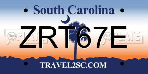ZRT67E South Carolina License Plate