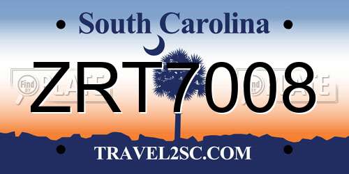 ZRT7008 South Carolina License Plate