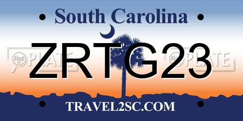 ZRTG23 South Carolina License Plate
