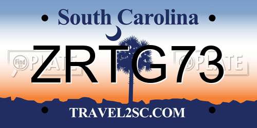 ZRTG73 South Carolina License Plate