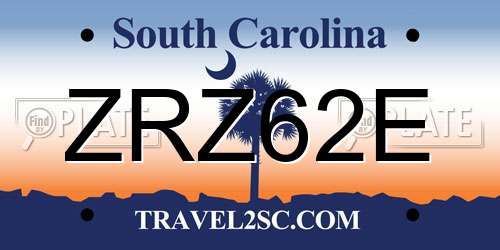 ZRZ62E South Carolina License Plate