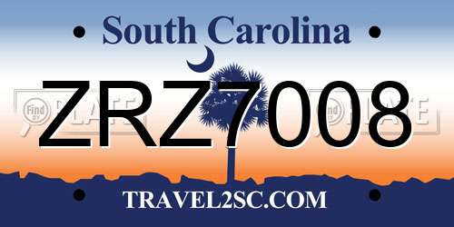 ZRZ7008 South Carolina License Plate