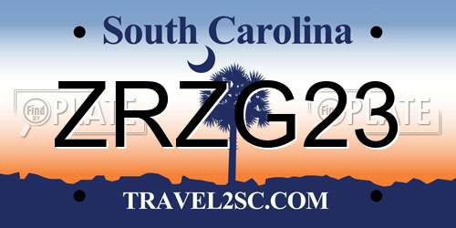 ZRZG23 South Carolina License Plate