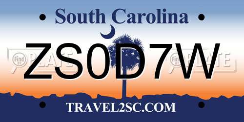 ZS0D7W South Carolina License Plate