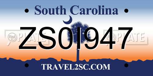 ZS0I947 South Carolina License Plate