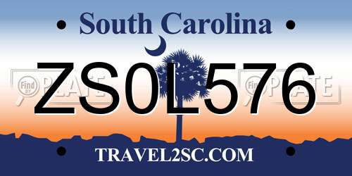 ZS0L576 South Carolina License Plate