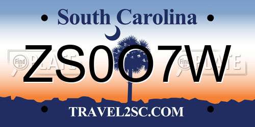 ZS0O7W South Carolina License Plate