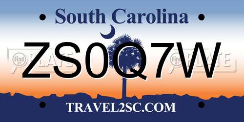 ZS0Q7W South Carolina License Plate