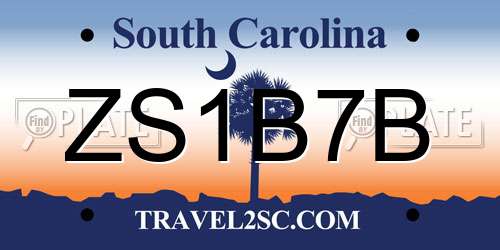 ZS1B7B South Carolina License Plate